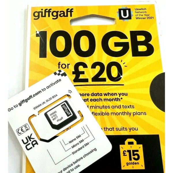 Premium Giffgaff UK SIM for Pakistan